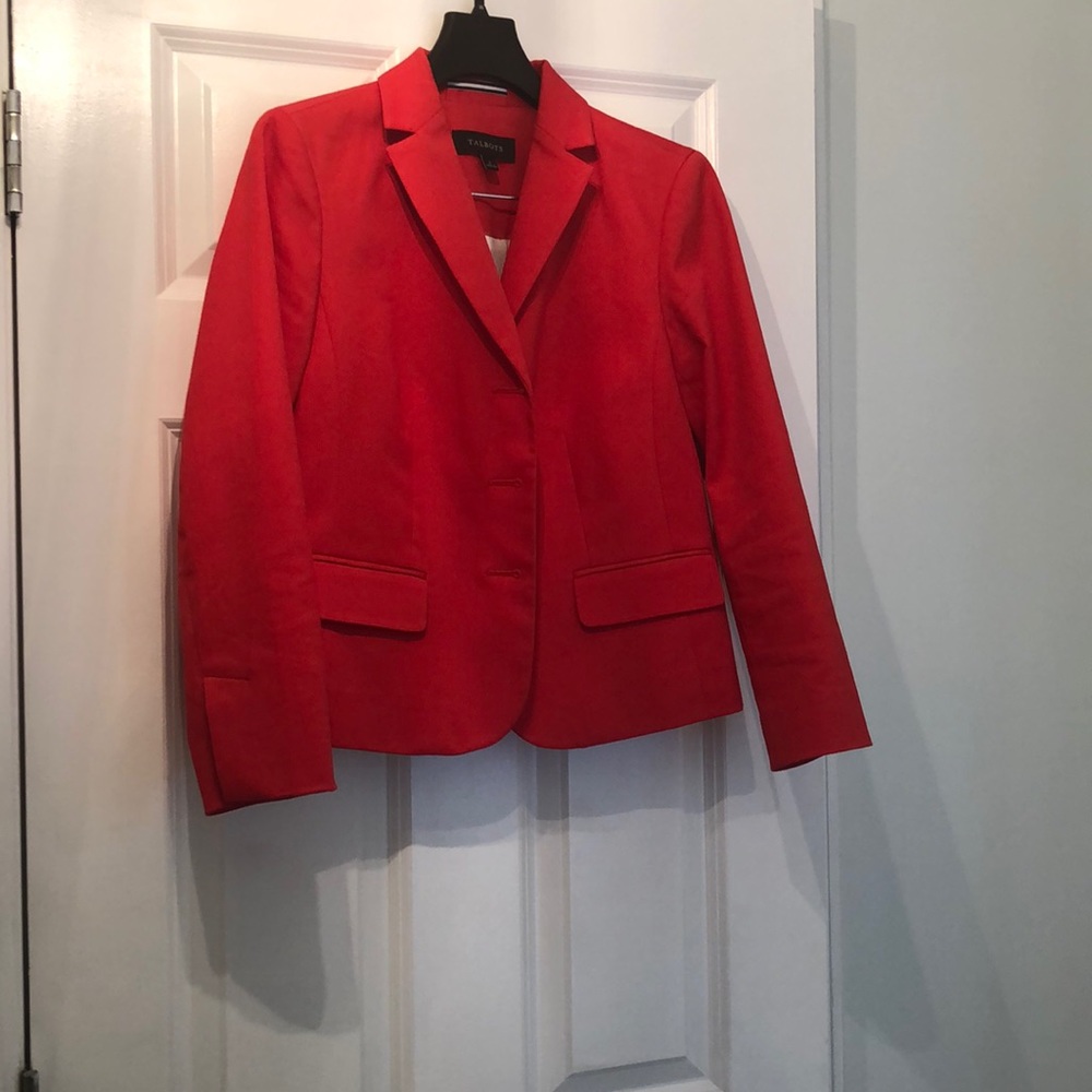 Talbots bright red blazer SZ 2